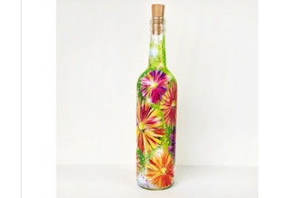 Paint Nite: Daisy Field Wine Bottle with Fairy Lights